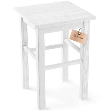 Taboret drewniany Rena 44x30 cm  kwadratowy biały