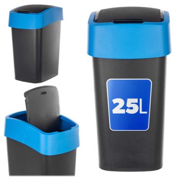 Kosz na śmieci Curver Flip Bin 25L czarno-niebieski