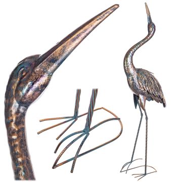 Figura ogrodowa Esson czapla złota stalowa 135 cm