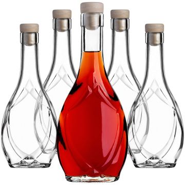 Szklana butelka na nalewkę Icona 250ml z korkiem syntetycznym 5 szt.