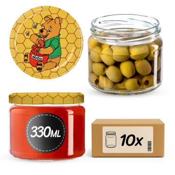 Słoiki na przetwory Sonka 330ml 10szt 82mm + wieczka "Miód"
