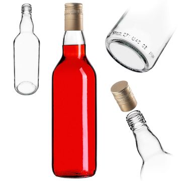 Szklana butelka Monopol 700ml z długą złotą zakrętką 1 szt.