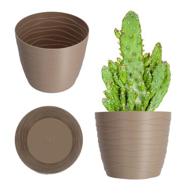 Doniczka okrągła Ufra 19 cm, beżowa