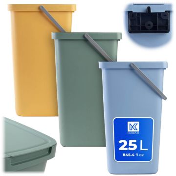 Zestaw koszy na śmieci Salans 25L zielony + żółty + niebieski