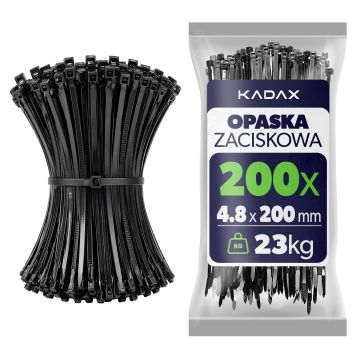 Opaski zaciskowe Maurens 200 x 4.8 mm czarne 200 szt.