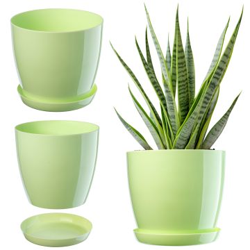 Doniczka na kwiaty z podstawką 12 cm, pastelowa zieleń