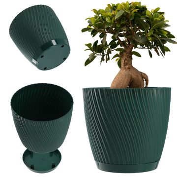 Doniczka z podstawką Tubas 13 cm, zielona