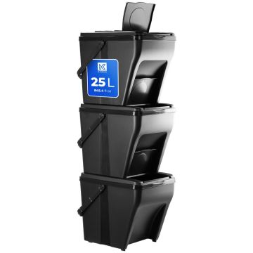Kosze do śmieci Arbol z rączką + etykiety 25L, 3 szt.