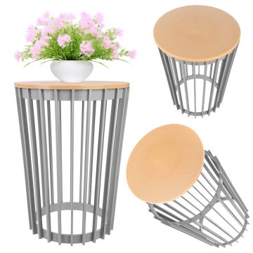 Kwietnik dwustronny Aytre 40 cm platynowy + blat naturalne drewno
