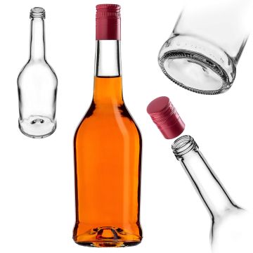 Szklana butelka na nalewkę Loiret 500ml z długą czerwoną zakrętką 1 szt.