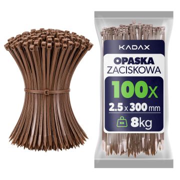 Opaski zaciskowe Maurens 300 x 2.5 mm brązowe 100 szt.