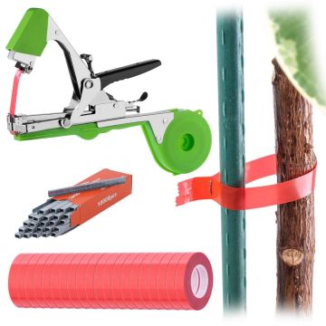 Zestaw zszywacz ogrodniczy Larret + taśma czerwona 11 mm x 25 m 20 szt. + zszywki 10000 szt.