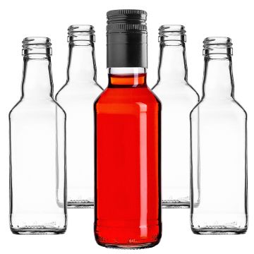 Szklana butelka Monopol 200ml z długą czarną zakrętką 10 szt.