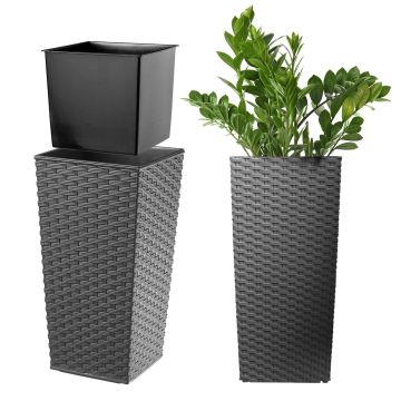 Donica z wkładem rattan Pesaro 25 cm, grafit