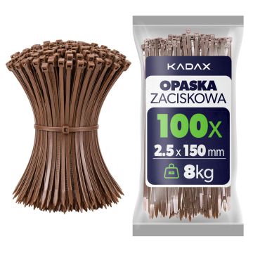 Opaski zaciskowe Maurens 150 x 2.5 mm brązowe 100 szt.