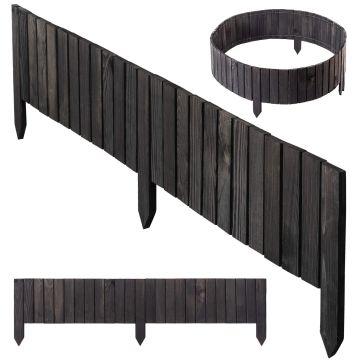 Płotek drewniany rollborder Ansjo obrzeże 115 x 20 cm antracyt