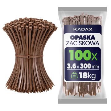 Opaski zaciskowe Maurens 300 x 3.6 mm brązowe 100 szt.
