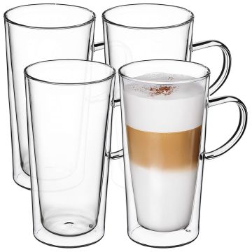 Szklanki termiczne do kawy latte i napojów Haga 470 ml 4 szt.