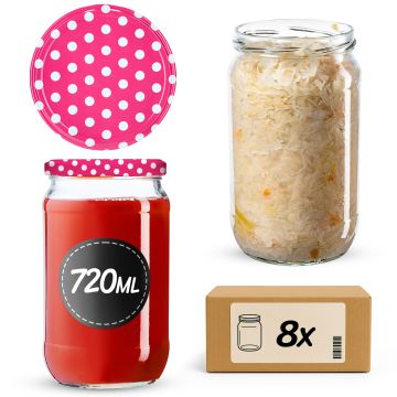Słoiki na przetwory Niva 720ml 8szt 82mm + wieczka "Groszek różowy"