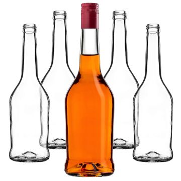 Szklana butelka na nalewkę Loiret 500ml z długą czerwoną zakrętką 5 szt.
