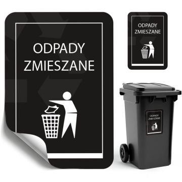 Naklejka na kosz do segregacji odpadów Virey A6 odpady zmieszane 1 szt.