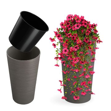 Donica na kwiaty dłuto Latina 19 cm, szara