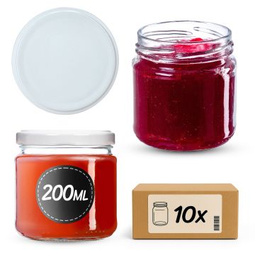 Słoiki na przetwory Lerma 200ml 10szt 66mm + wieczka białe