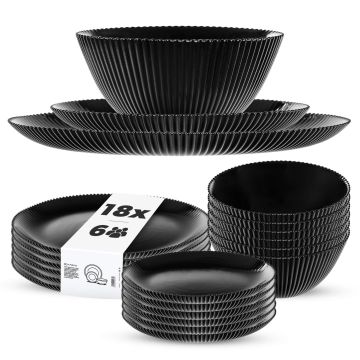 Zestaw obiadowy Regno salaterka 20 cm + talerz deserowy + talerz płytki czarny 6 kpl.
