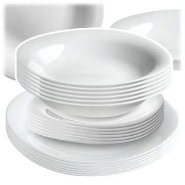 Zestaw obiadowy Vetriolo talerz głęboki + talerz deserowy + talerz płytki biały 6 kpl.