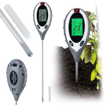 Miernik kwasowości, wilgotności, nasłonecznienia i temperatury gleby 4w1 Meaux z wyświetlaczem LCD