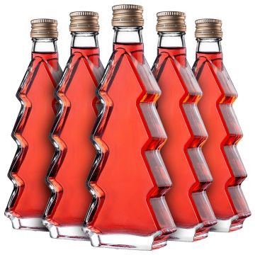 Szklana butelka choinka Enna 200ml ze złotą zakrętką 10 szt.