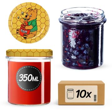 Słoiki na przetwory Avila 350ml 10szt 82mm + wieczka "Miód"