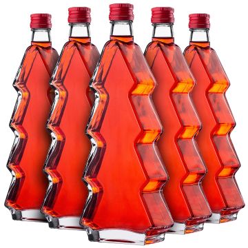 Szklana butelka choinka Enna 500ml z czerwoną zakrętką 5 szt.