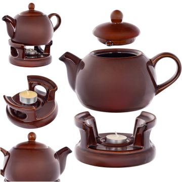 Dzbanek ceramiczny z podgrzewaczem Irais 1L brązowy