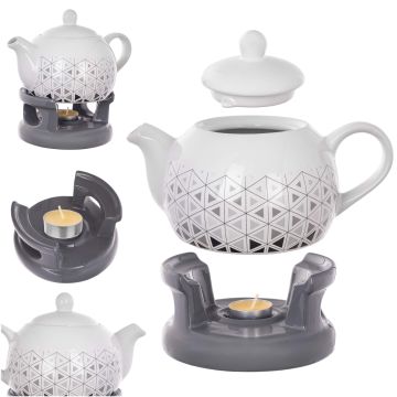 Dzbanek ceramiczny z podgrzewaczem Irais 1L trójkąty