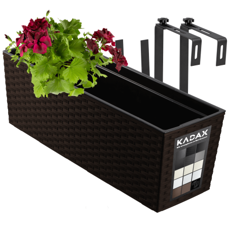 Doniczka rattanowa z wkładem 56 x 19 cm + 2 uchwyty, mokka