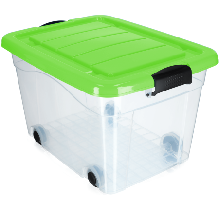 Plastikowy pojemnik na kółkach 40L, zielony