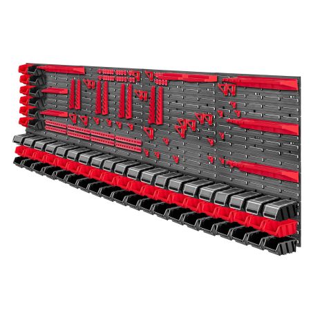 Tablica warsztatowa Lokke 160 elementów 232 x 78 cm, czarno-czerwona