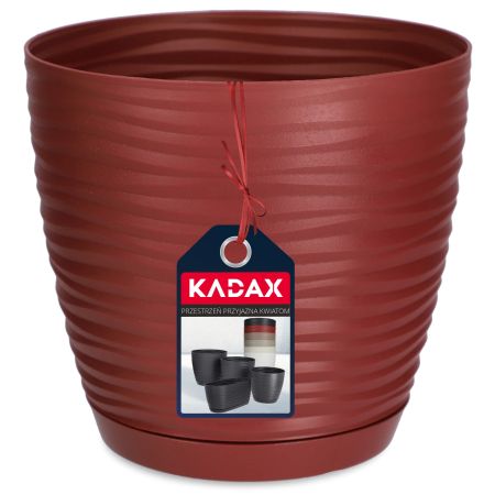 Doniczka na kwiaty okrągła z podstawką 17 cm, bordowa