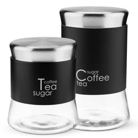 Zestaw pojemników kuchennych 1100 ml + 800 ml, czarne