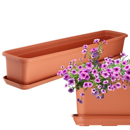 Skrzynka balkonowa z podstawką Evron 80 cm, terrakota