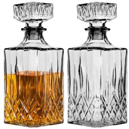 Karafka szklana Moutier na whisky z korkiem 0.85L 2szt
