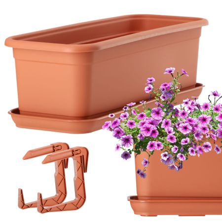 Skrzynka balkonowa z podstawką i uchwytami Evron 40 cm, terrakota