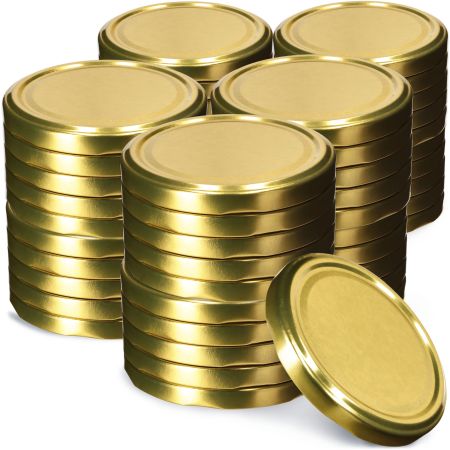 Metalowe wieczka do słoików 63 mm złote, 50 szt.