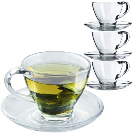 Filiżanki do herbaty ze spodkiem 200 ml, 4 szt.