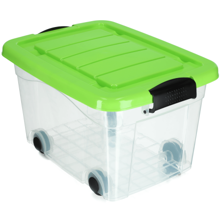 Plastikowy pojemnik na kółkach 20L, zielony