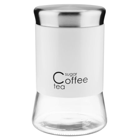 Pojemnik szklany na kawę i herbatę 1.1L, biały