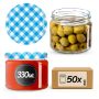 Słoiki na przetwory Sonka 330ml 50szt 82mm + wieczka "Niebieska Krata"