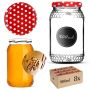 Szklany słój Lierde 900ml 82mm 8 szt. + wieczka "Czerwony groszek"