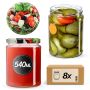Słoiki na przetwory Maki 540ml 8szt 82mm + wieczka "Mix Warzyw"